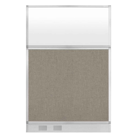 Versare Hush Panel Cubicle Partition 4' x 6' W/ Window Warm Pebble Fabric Frosted Window W/ Cable Channel 1812548-3